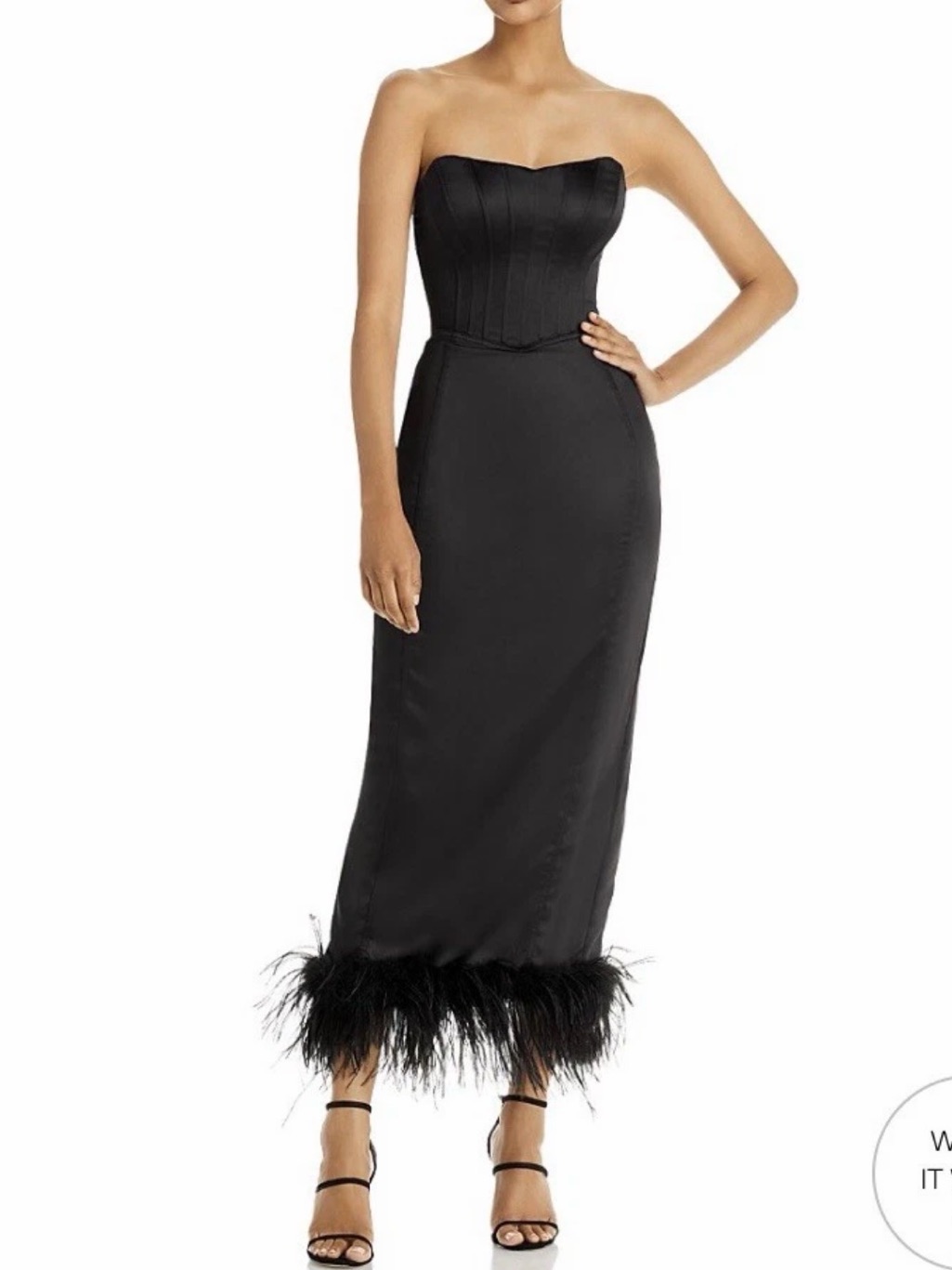 Aqua X Maeve Reilly Women’s Size Small Black Bustier Feather Trim Dress Formal